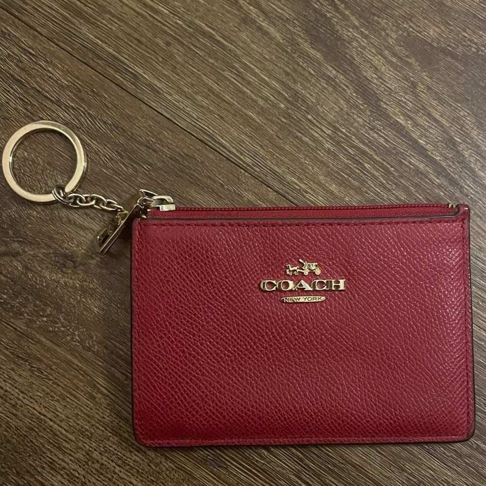 Coach Women's Crossgrain Mini ID Skinny Wristlet, Red Apple